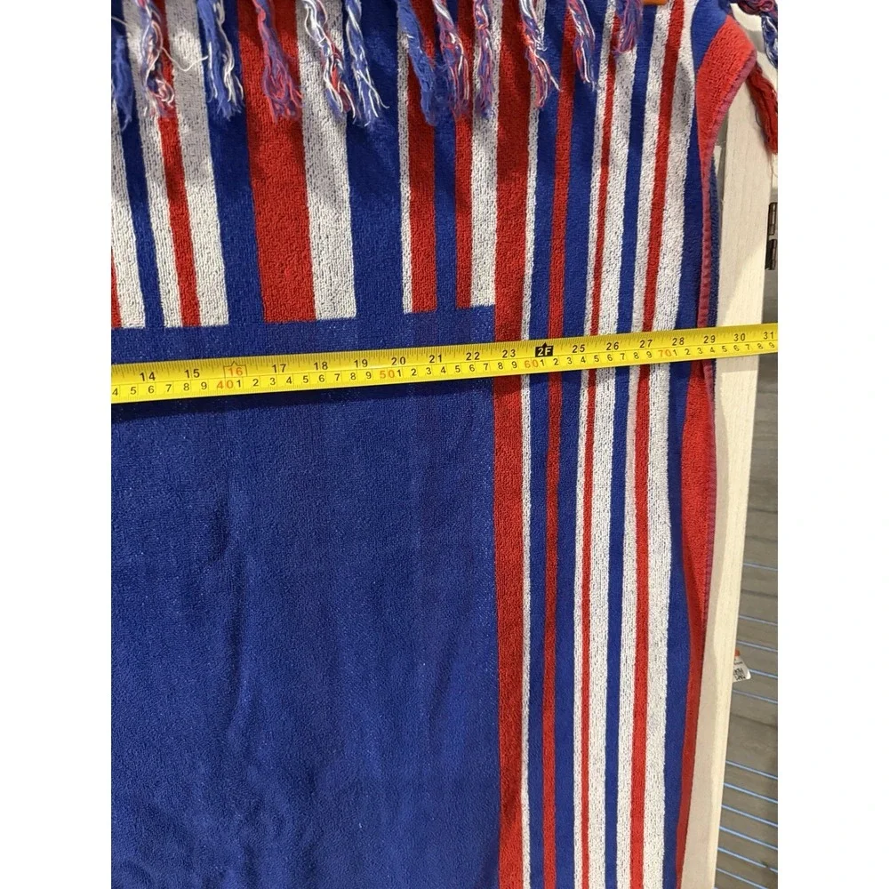 Tropical Escape Liberia Flag Beach Towel 100% Cotton Red White Blue Fringe 53